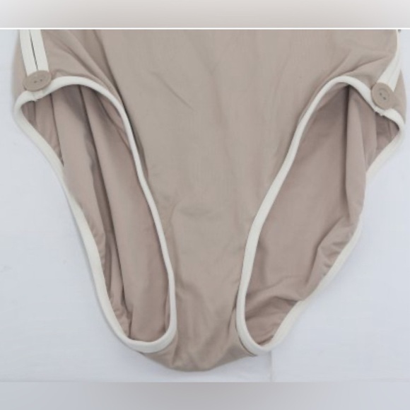 NWT DKNY Tan Side Button One Piece Swimsuit - Sz 12 / L - Picture 4 of 9